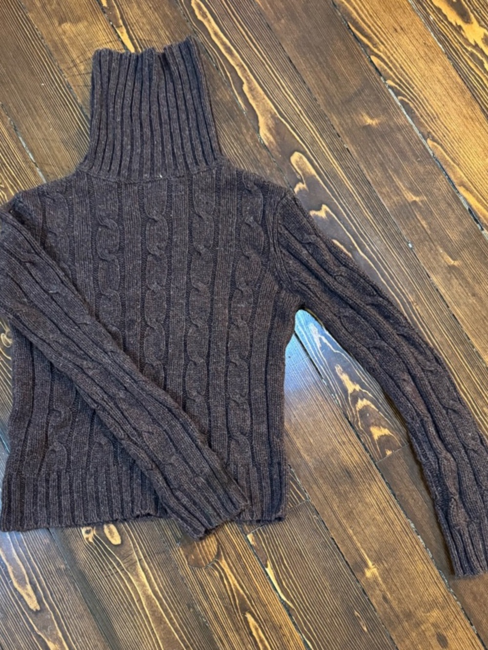Delia's Cable Knit Turtleneck Sweater in Heather Brown